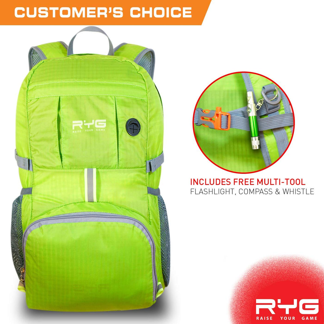 Packable Lightweight Travel Backpack (Neon Green)