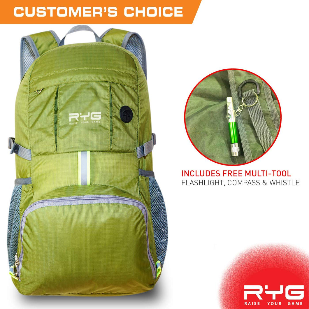 Packable Lightweight Travel Backpack (Olive Green)